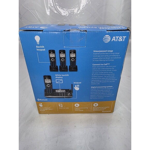 AT&T 4 Handset Bluetooth System Black DLP73410 Connect To Cell - Picture 5 of 6